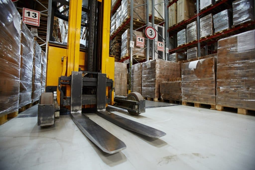 forklift in warehouse
