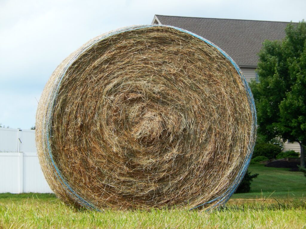 A large round hay bale